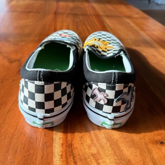 Vans X Skateistan Men's Skate 'Checkerboard' Shoe wth Custom Patches Size 10 - Picture 4 of 8